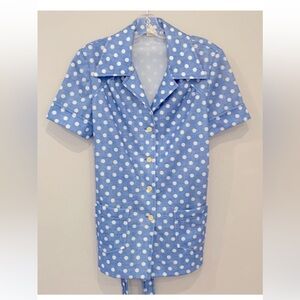 White Stag Blue and White Polka Dot Blouse